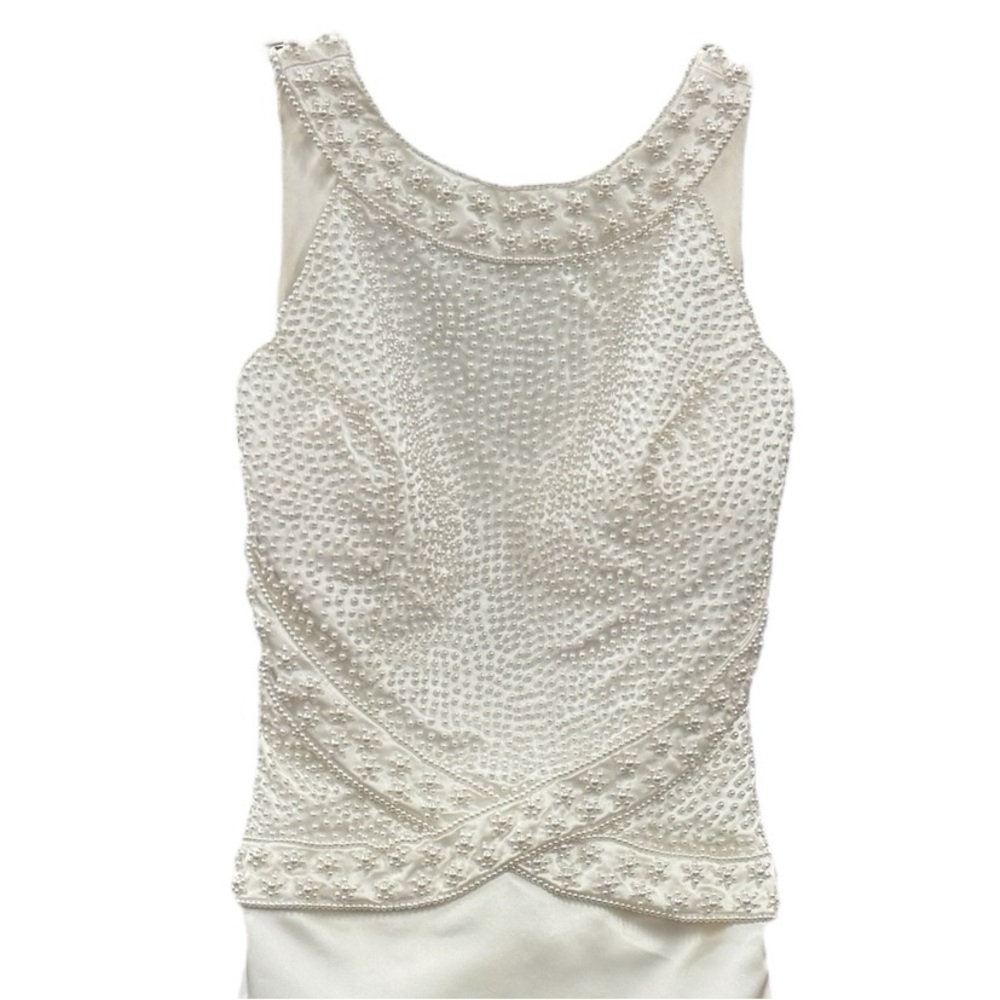 Demetrios Elegant Beaded Column Wedding Dress Size 4 - Picture 3 of 9